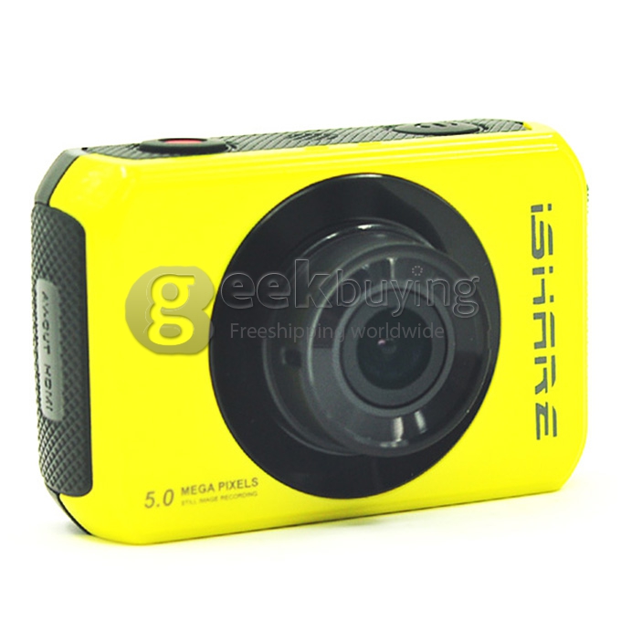 ISHARE S200 Mini Action Sports Camera Standard Version Novatek 12MP 1080P 140 Degree Lens 2.0 Inch HD Camcorder Car DVR-Yellow