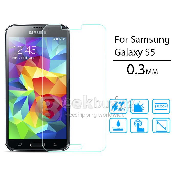 Toughened Glass 0.33mm Screen Protector Film Cover Arc Edge for SAMSUNG Galaxy S5 with Individual Package