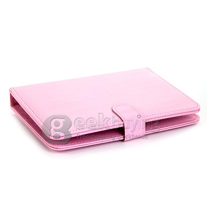 Universal Leather Keyboard Holster Case with Micro Port for 7 Inch Tablet PC - Pink