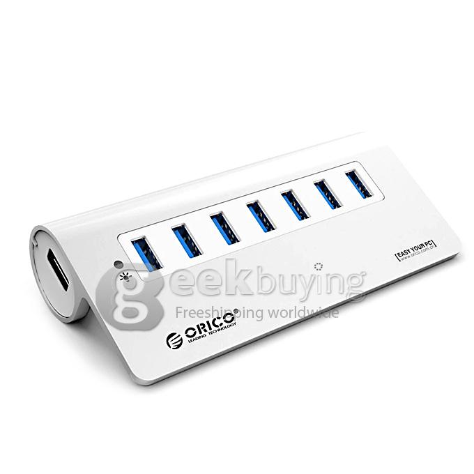 ORICO M3H7 Aluminum Super Speed 7 Ports USB 3.0 HUB with Power Adapter for Macbook Notebook PC Laptop - White