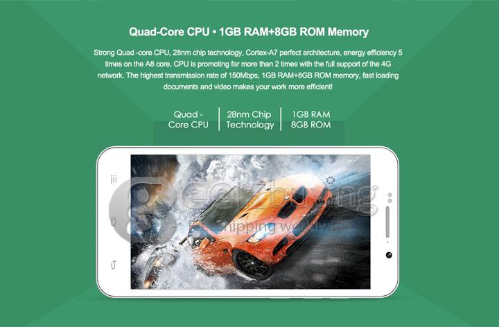 ZOPO ZP320+ 5Inch 4G Android 4.4 Smartphone MTK6582M Quad Core 1.3GHz 1GB RAM 8GB ROM 8.0MP Dual SIM Card IPS QHD -Black