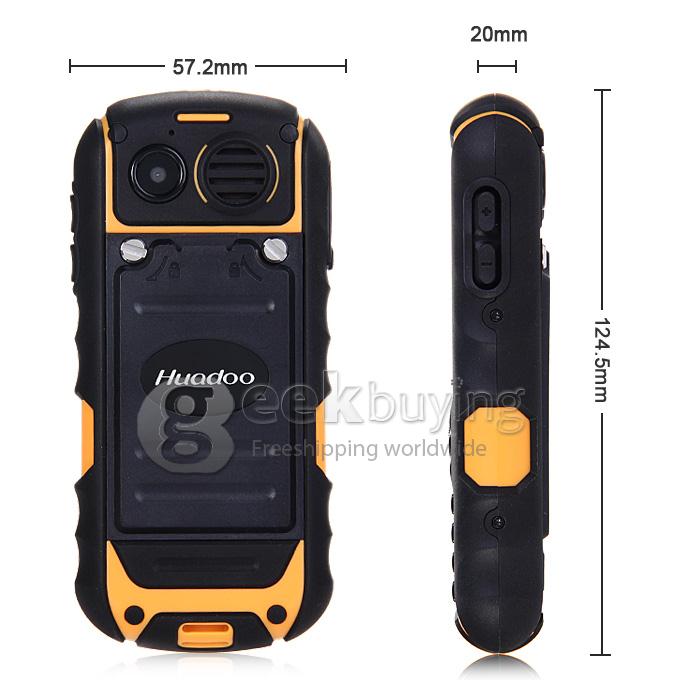 HUADOO H1 IP68 Waterproof Phone Dustproof Shockproof Flashlight FM Dual SIM Cards GSM Cell Phone - Orange
