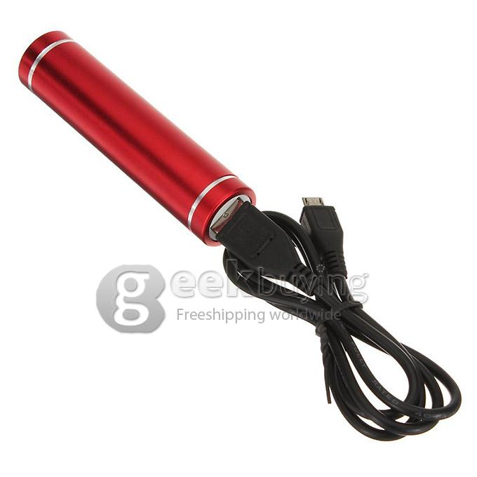 Portable Mini Cylinder 1300mAh USB Power Bank External Battery Pack - Red