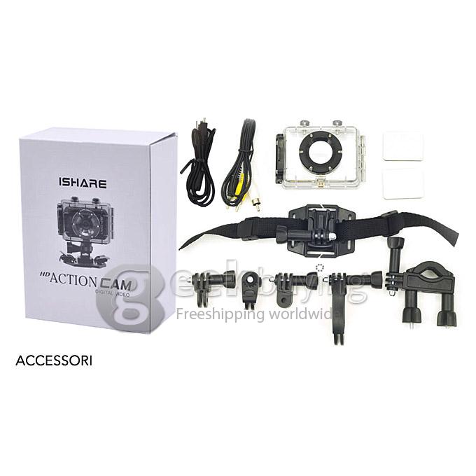 ISHARE S200 Mini Action Sports Camera Standard Version Novatek 12MP 1080P 140 Degree Lens 2.0 Inch HD Camcorder Car DVR- Silver