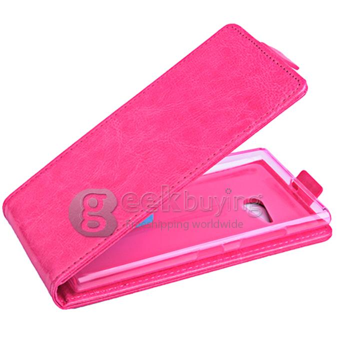 Protective Hard Cover Flip Stand Leather Case for Nokia Lumia 730 - Rose