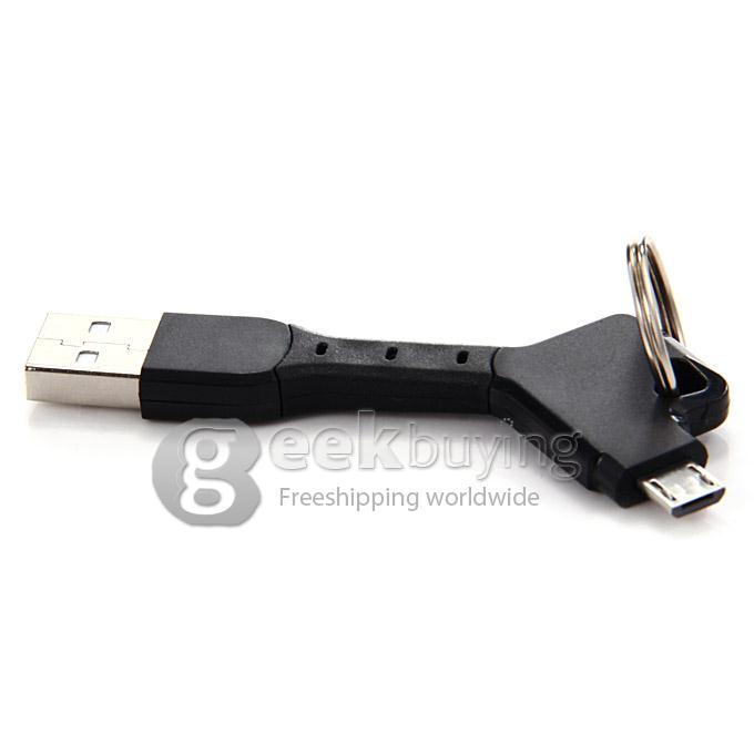V8 Micro USB Cable Key Chain Style Scalable Micro USB Cable for Samsung Galaxy S3 S4 S5 Note 2/3 - Black