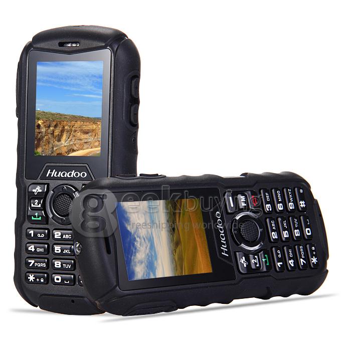 HUADOO H1 IP68 Waterproof Phone Dustproof Shockproof Flashlight FM Dual SIM Cards GSM Cell Phone - Black