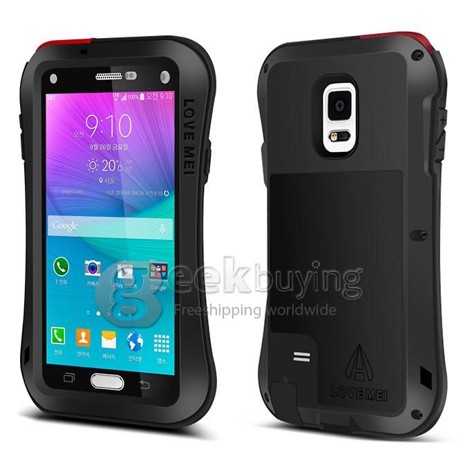 Lovemei Aluminum Powerful Shockproof Gorilla Glass Metal Case Protective Cover for Galaxy Note4 N9100 - Black