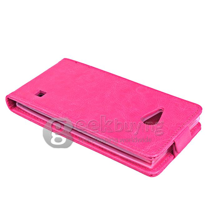 Protective Hard Cover Flip Stand Leather Case for Nokia Lumia 730 - Rose