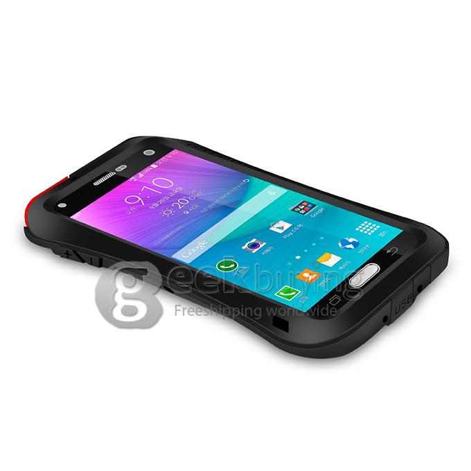 Lovemei Aluminum Powerful Shockproof Gorilla Glass Metal Case Protective Cover for Galaxy Note4 N9100 - Black