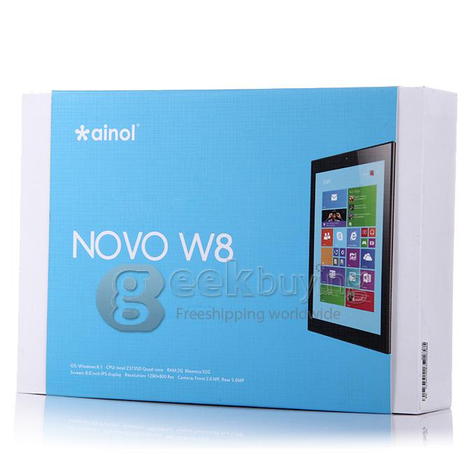 Ainol Novo W8 8 Inch Windows 8.1 OS Tablet PC 1280*800 Quad Core 2GB/32GB GPS IPS Capacitive Screen - Black
