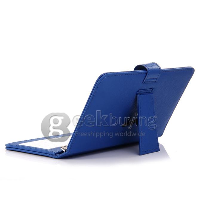 Universal Leather Keyboard Holster Case for 7 Inch Tablet PC - Blue