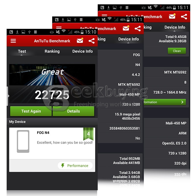 FOG N4 5.7 inch IPS HD Screen Android 4.4 MTK6592 OctaCore 1.7GHz Smartphone 1GB+16GB 13.0MP+5.0MP 3G/GPS - Golden