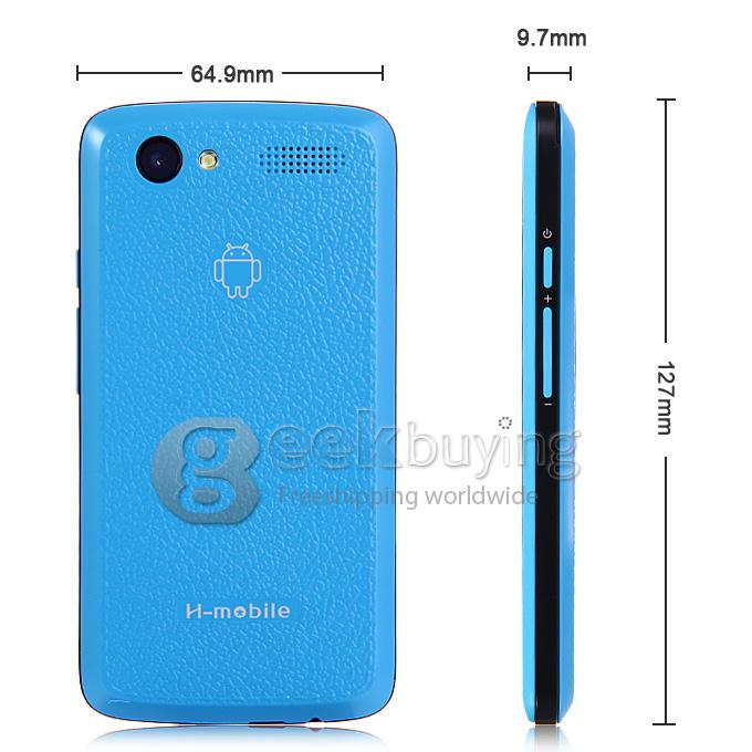 H-mobile F5 4.0 Inch Android 4.2 OS Cell Phone MTK6572 Dual Core 1.0GHz Smartphone 2.0MP Bluetooth WIFI - Blue