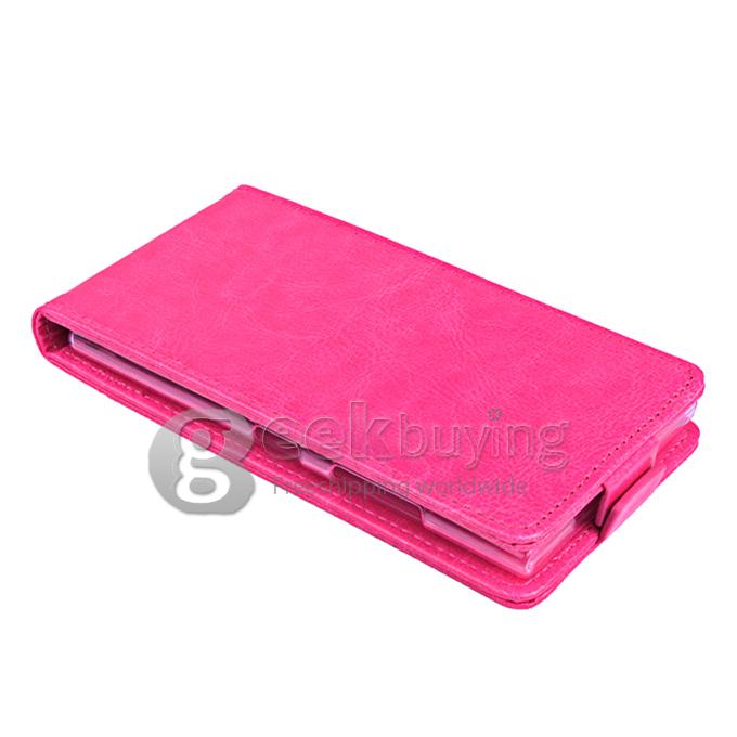 Protective Hard Cover Flip Stand Leather Case for Nokia Lumia 730 - Rose