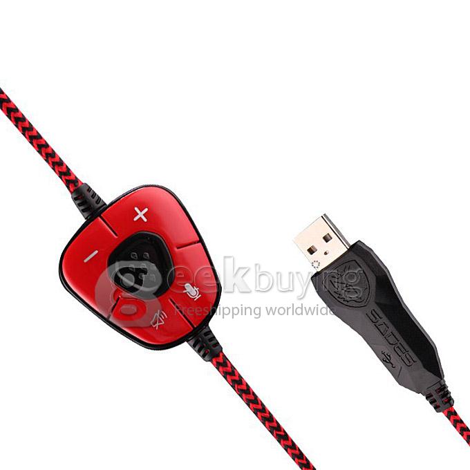 SADES SA-903 Wired USB Gaming 7.1 Sound Channel Headsets Headphone Stereo Surround Sound Earphone with MIC - Black