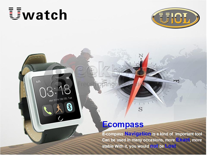 U10L U Watch Normal Waterproof Anti-lost Bluetooth Smart Dial Bracelet Watch for iPhone Samsung Android Phone - Silver