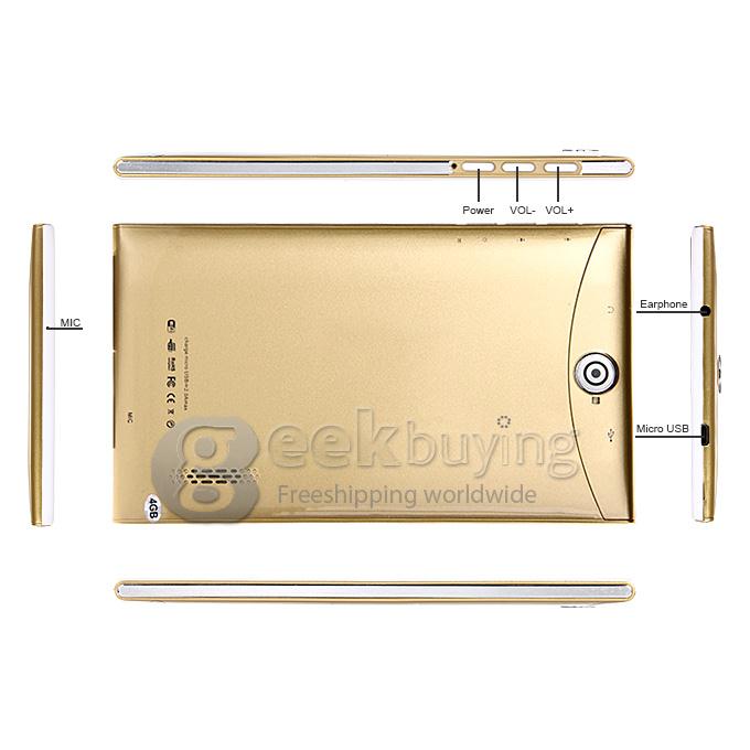 7 Inch F733D 2G Phone Call Android 4.2 Tablet PC 1024x600 Pixels Capacitive Screen BT - Gold