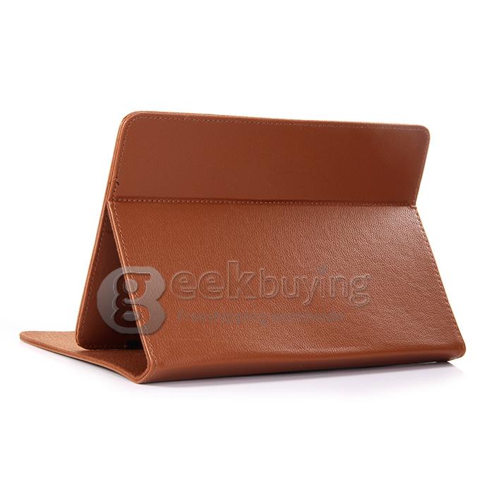 10 Inch General Tablet PC Built-in Card Buckled Up and Down Activities Leather Case- brown