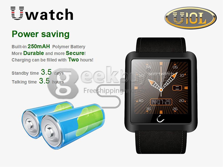 U10L U Watch Normal Waterproof Anti-lost Bluetooth Smart Dial Bracelet Watch for iPhone Samsung Android Phone - Silver