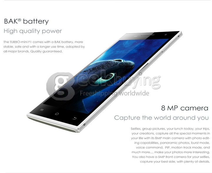 DOOGEE F1 TURBO Mini 4.5 Inch Android 4.4 Phone MTK6732 Quad Core 1.5GHz 8.0MP 1GB 8GB FDD-LTE 4G Smartphone - Dark blue