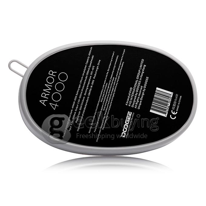 DOOGEE ARMOR-4000 4000mAh Universal Li-Polymer Dual USB Power Bank for IPHONE / Samsung Smartphone - Silver