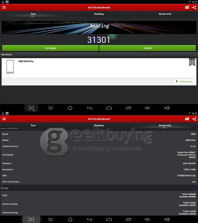 Beelink MXIII PLUS Android Media Player Amlogic S812 2G RAM 8G ROM 2.4G/5.0G 802.11AC WIFI Bluetooth XBMC KODI DLNA - Black