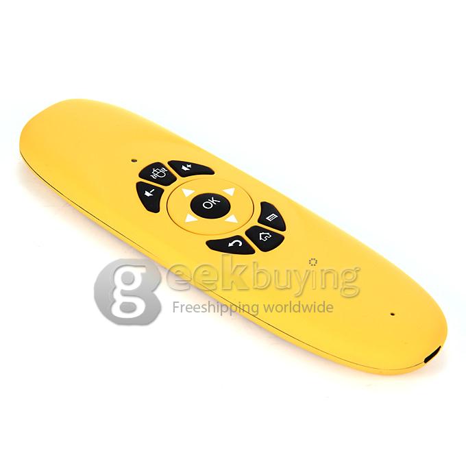 C120 2.4GHz Mini Wireless Air Mouse with QWERTY Keyboard + Somatic Game Handgrip for TV BOX Tablet PC - Yellow