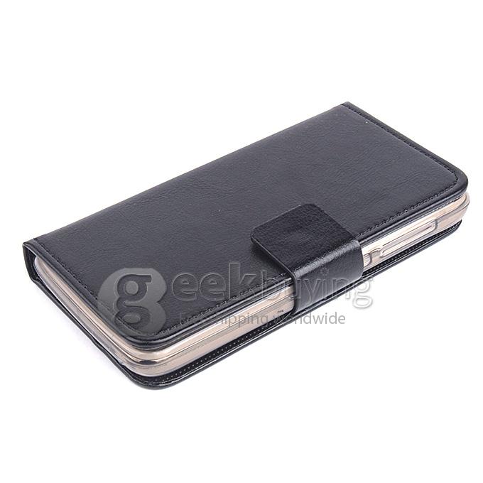 Protective Hard Cover Flip Stand Leather Case for Lenovo A328 -Black