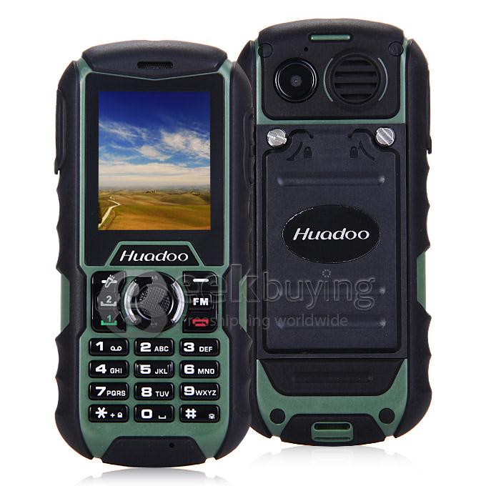 HUADOO H1 IP68 Waterproof Phone Dustproof Shockproof Flashlight FM Dual SIM Cards GSM Cell Phone - Green