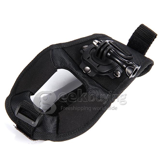 Universal 360 Degree Rotate Glove Style Wrist Band Mount Strap For Gopro Hero SJ4000 SJ5000 Camera Accessories-Black