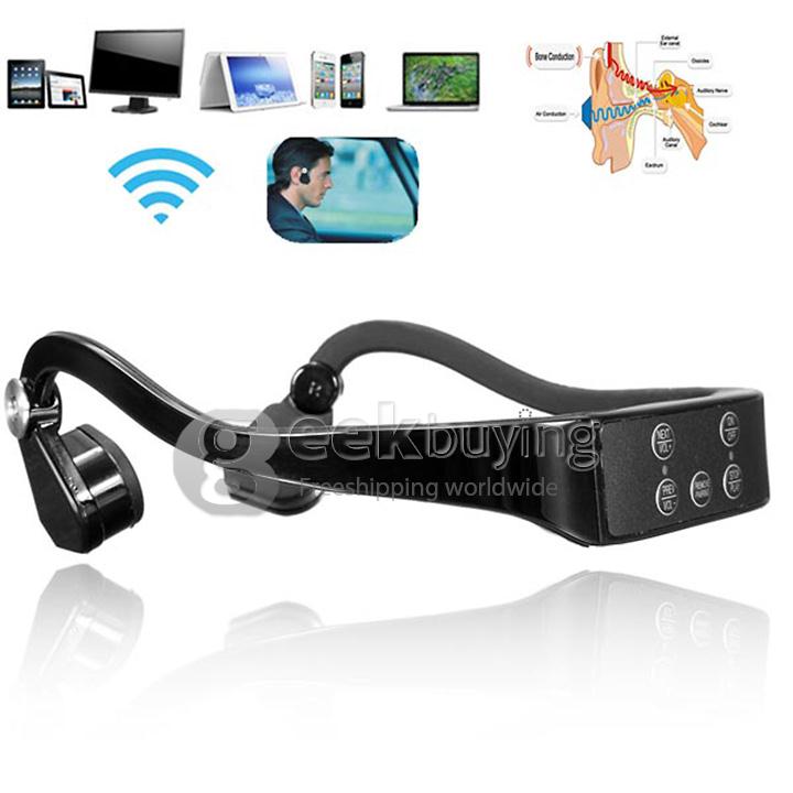 Bone Conduction Sports Wireless Bluetooth Headphone Headset Handsfree with Mic - Black