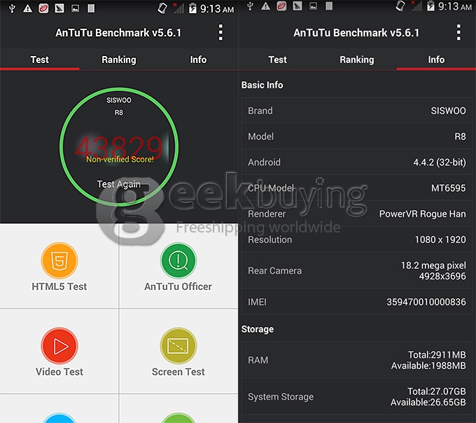 SISWOO Monster R8 5.5inch FHD 3GB+32GB Android 4.4 Phone MTK6595M Octa Core 2.0GHz 1920*1080P 13.0MP Smartphone - Black
