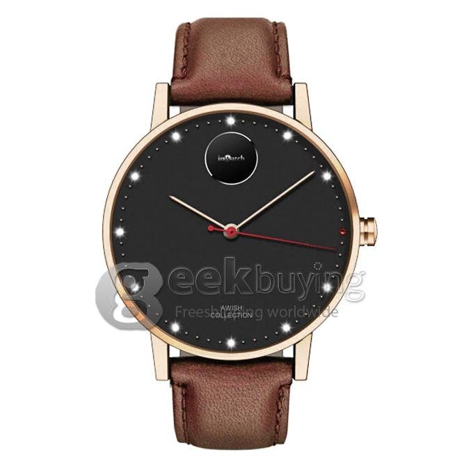 inWatch Fusion Bluetooth V4.0 Watch Sapphire Glass Screen Calorie Sports Sleep Tracking for Android iOS - Black + Brown