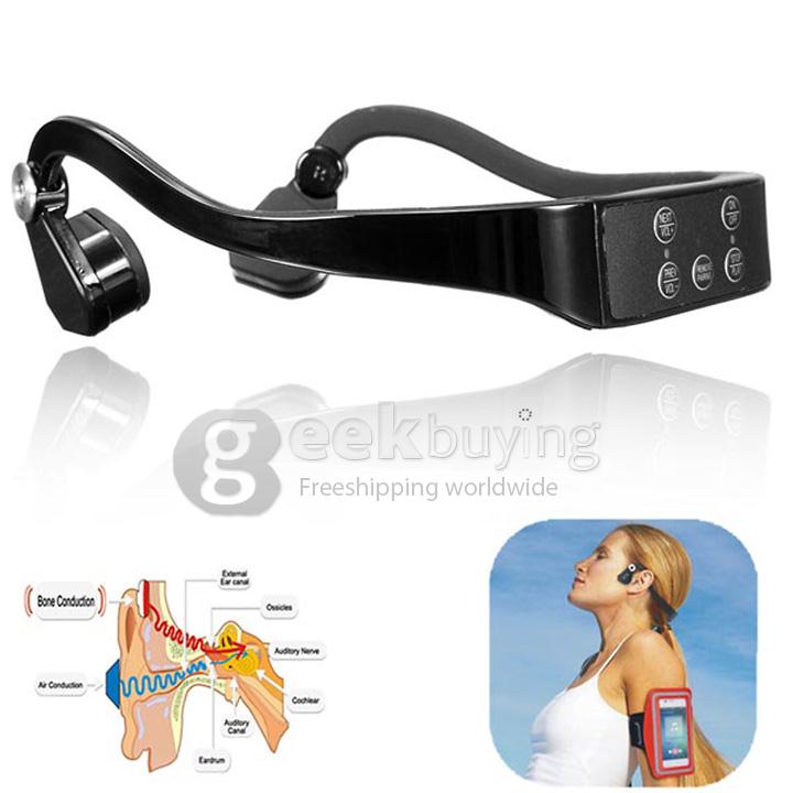 Bone Conduction Sports Wireless Bluetooth Headphone Headset Handsfree with Mic - Black