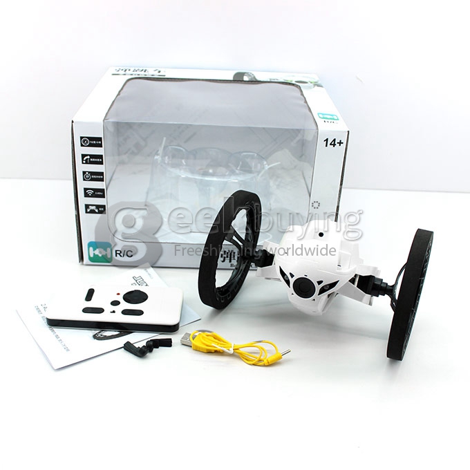 Super Cool Bounce Car BeastRoller Mini Drone RC Robot 2.4G 8 Channels Mini Drone Jump 80cm - White