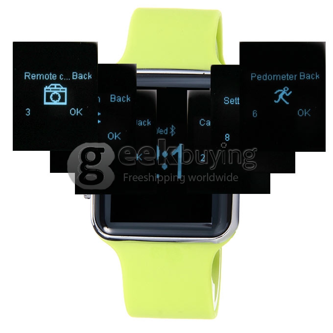 D Watch Bluetooth 3.0 Smart Wrist Watch Find Phone SMS SYNC Remote Camera Pedometer Sleep Monitor - Green