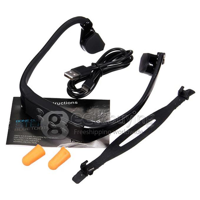 Bone Conduction Sports Wireless Bluetooth Headphone Headset Handsfree with Mic - Black