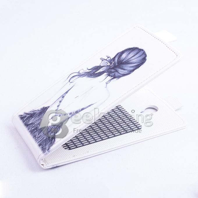 Protective Hard Cover Colored Drawing Beauty Flip Stand Leather Case for Elephone P6000 / Elephone P6000 Pro -Black
