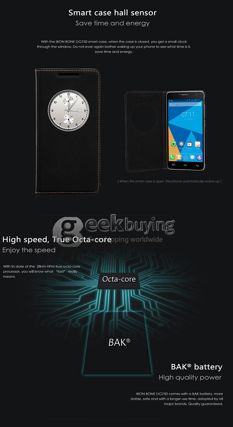 DOOGEE DG750 IRON BONE 4.7 Inch Android 4.4 Smartphone MTK6592 Octa Core 1GB RAM 8GB ROM 8.0MP 3G/GPS - Black