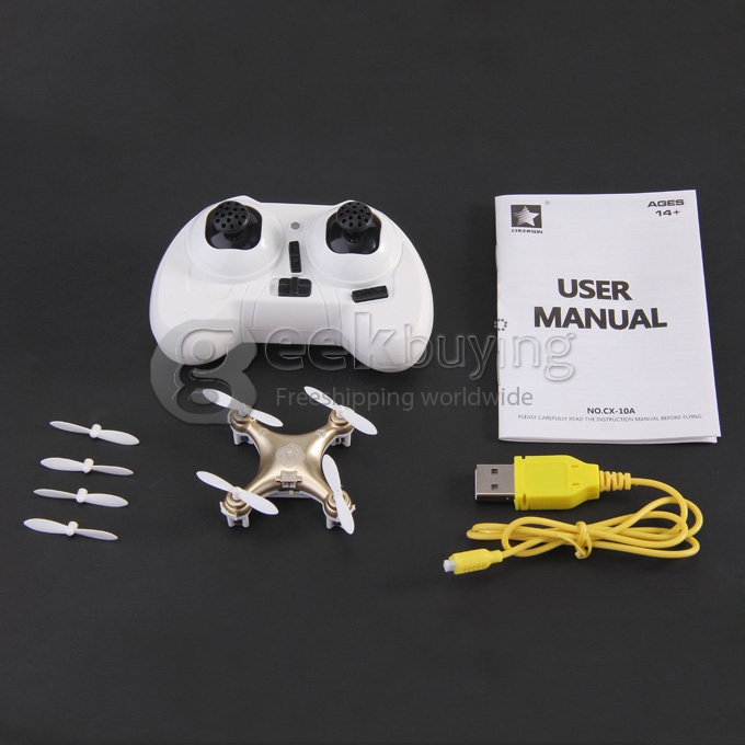 Cheerson CX-10A Nano Quadcopter with Headless Mode CX10A Quadcopter RTF - Gold