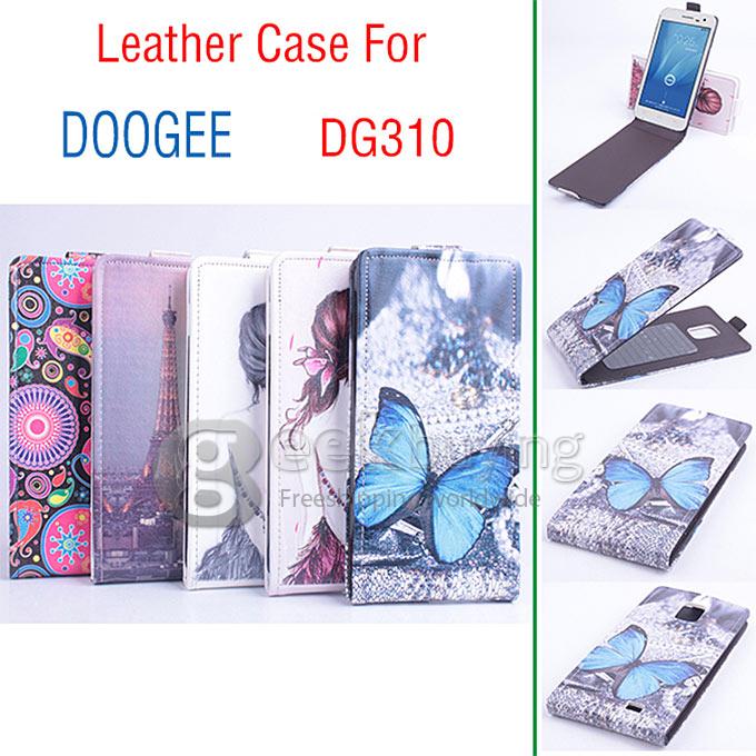 Protective Hard Cover Colored Drawing Tower Flip Stand Leather Case for DOOGEE DG310-Red