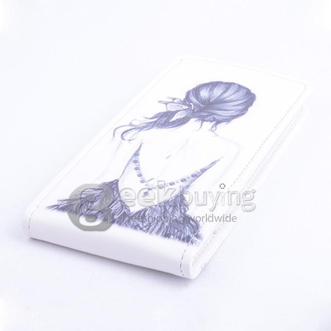 Protective Hard Cover Colored Drawing Beauty Flip Stand Leather Case for Elephone P6000 / Elephone P6000 Pro -Black