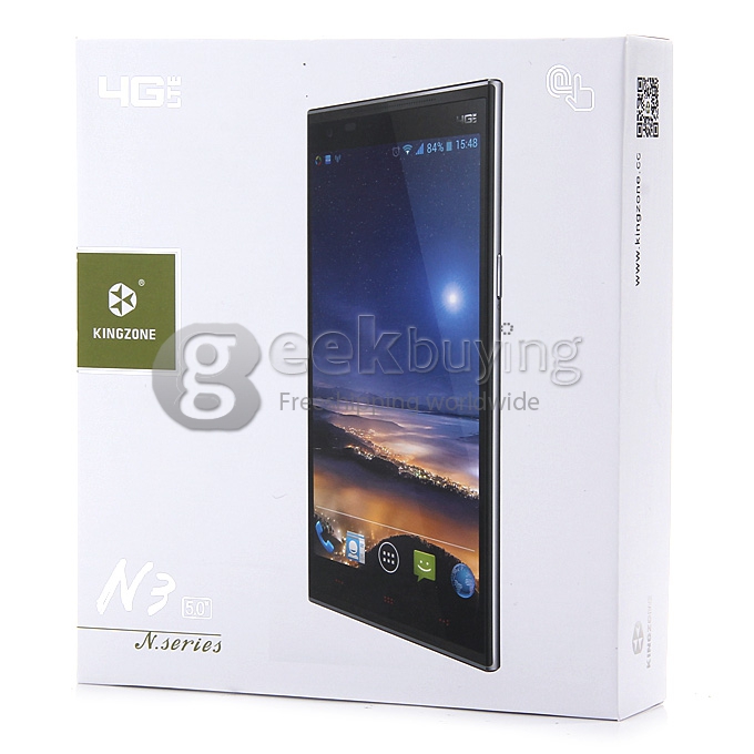 KINGZONE N3 Plus 5.0Inch 64Bit 4G LTE MTK6732 Quad Core 1.5GHz Android 4.4 2GB 16GB Smartphone 13.0MP IPS HD - White