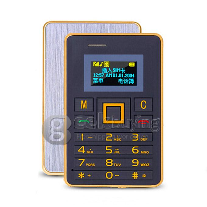 AEKU K5 4GB Memory Ultra Thin Slim 1.0 inch MTK Single Core Mini Pocket Card Cell Phones Bluetooth - Golden