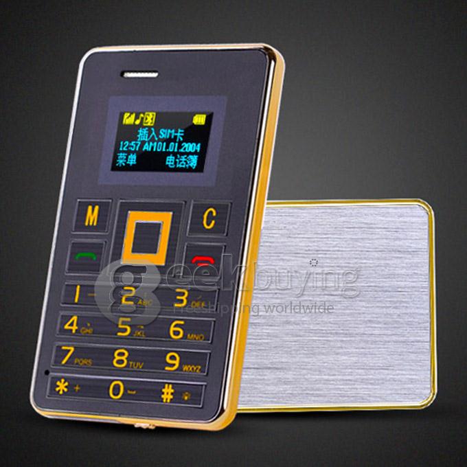 AEKU K5 4GB Memory Ultra Thin Slim 1.0 inch MTK Single Core Mini Pocket Card Cell Phones Bluetooth - Golden
