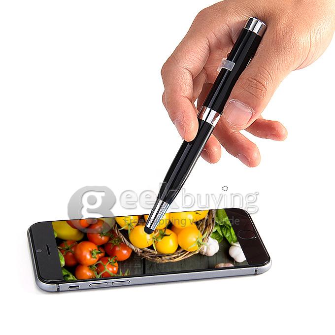 16GB USB 2.0 6 in 1 Multifunctional Capacitive Pen with Floodlight And Laser Light - Black