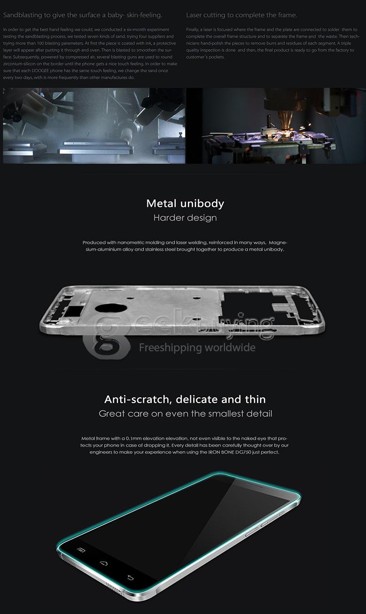 DOOGEE DG750 IRON BONE 4.7 Inch Android 4.4 Smartphone MTK6592 Octa Core 1GB RAM 8GB ROM 8.0MP 3G/GPS - Black