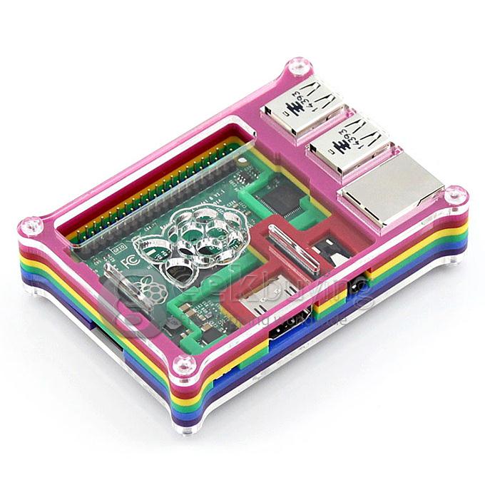 Raspberry Pi 2 Model B Project Board Development Board Linux Mini PC Broadcom BCM2836 ARM Cortex-A7 with Rainbow Case