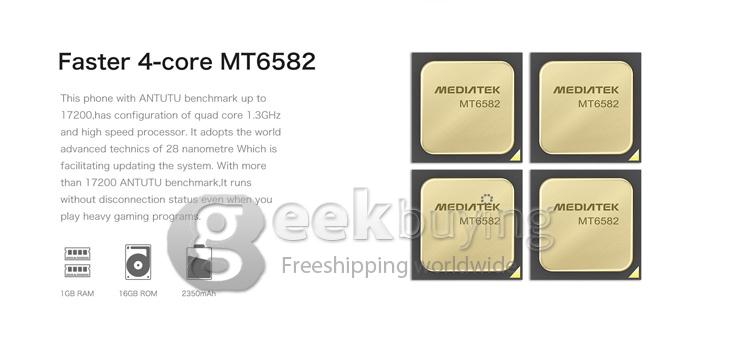 CUBOT S350 5.5inch Android 4.4 2GB 16GB MTK6582 Quad Core Smart Phone 1.3GHz 13.0MP 8.0MP Miracast IPS HD Screen - White